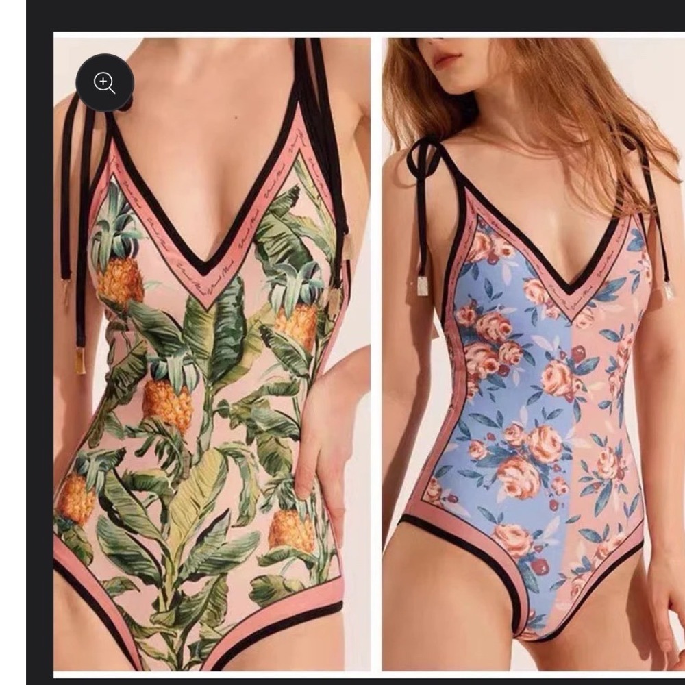 Serendipity Reversible One Piece Swim Floral Pink Blue Tropical Sz L Beach Pool